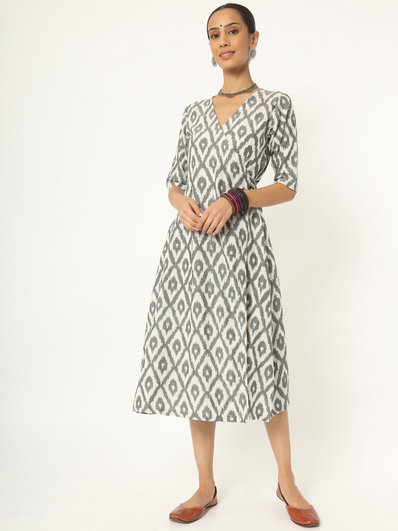 Grey Ikat Wrap Dress – Hanging Threads